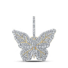 14kt Yellow Gold Men's Round Diamond Butterfly Charm Pendant - 1.5 Cttw - Splendid Jewellery