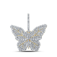 Load image into Gallery viewer, 14kt Yellow Gold Men's Round Diamond Butterfly Charm Pendant - 1.5 Cttw - Splendid Jewellery