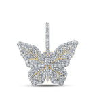 14kt Yellow Gold Men's Round Diamond Butterfly Charm Pendant - 1.5 Cttw - Splendid Jewellery