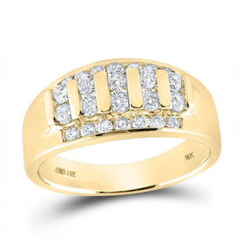 14kt Yellow Gold Men's Round Diamond Channel - set Band Ring 1 Cttw | Exquisite Jewels - Splendid Jewellery