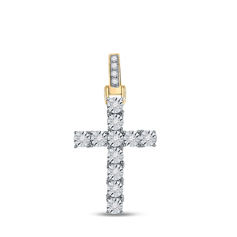 14kt Yellow Gold Men's Round Diamond Charm Pendant - 1/8 Cttw | Exquisite Jewellery - Splendid Jewellery