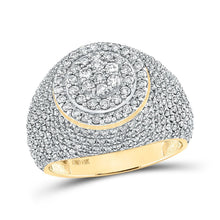 Load image into Gallery viewer, 14kt Yellow Gold Men's Round Diamond Circle Cluster Ring 2 Cttw - Luxurious Brilliance - Splendid Jewellery