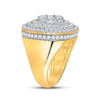 14kt Yellow Gold Men's Round Diamond Circle Flower Cluster Ring - Captivating Brilliance - Splendid Jewellery