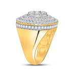 14kt Yellow Gold Men's Round Diamond Circle Flower Cluster Ring - Captivating Brilliance - Splendid Jewellery