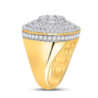 14kt Yellow Gold Men's Round Diamond Circle Flower Cluster Ring - Captivating Brilliance - Side View