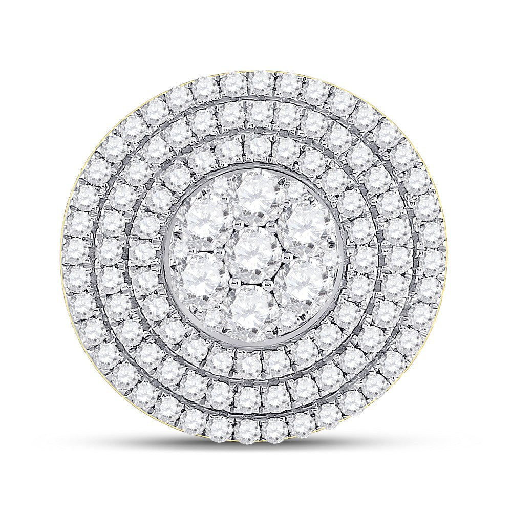 14kt Yellow Gold Men's Round Diamond Circle Flower Cluster Ring - Captivating Brilliance - Splendid Jewellery