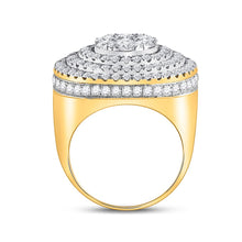 Load image into Gallery viewer, 14kt Yellow Gold Men&#39;s Round Diamond Circle Flower Cluster Ring - Captivating Brilliance - Second Side View