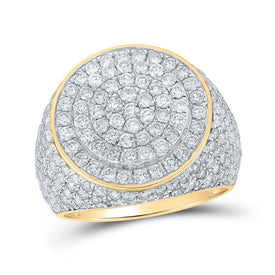 14kt Yellow Gold Men's Round Diamond Circle Statement Ring - 4 - 1/5 Cttw - Splendid Jewellery