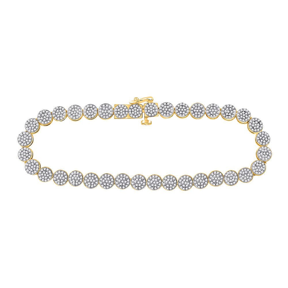 14kt Yellow Gold Men's Round Diamond Cluster Bracelet - 2 Cttw | Exquisite Jewelry - Splendid Jewellery