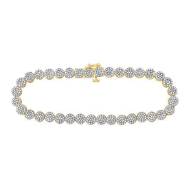 14kt Yellow Gold Men's Round Diamond Cluster Bracelet - 2 Cttw | Exquisite Jewelry - Splendid Jewellery