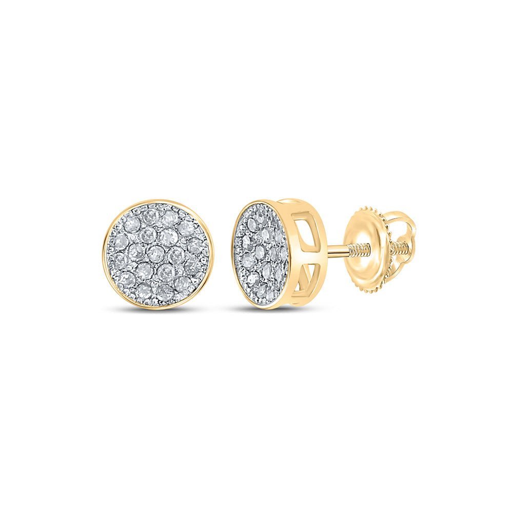 14kt Yellow Gold Men's Round Diamond Cluster Earrings 1/6 Cttw | Sparkling Brilliance - Splendid Jewellery