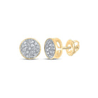 14kt Yellow Gold Men's Round Diamond Cluster Earrings 1/6 Cttw | Sparkling Brilliance - Splendid Jewellery