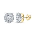 14kt Yellow Gold Men's Round Diamond Cluster Earrings - 5/8 Cttw | Dazzling Brilliance - Splendid Jewellery