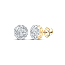 Load image into Gallery viewer, 14kt Yellow Gold Men's Round Diamond Cluster Earrings - 5/8 Cttw | Dazzling Brilliance - Splendid Jewellery
