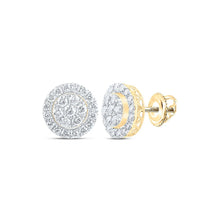 Load image into Gallery viewer, 14kt Yellow Gold Men's Round Diamond Cluster Earrings - Captivating Brilliance - Splendid Jewellery