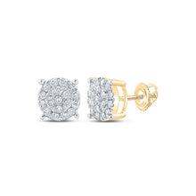 Load image into Gallery viewer, 14kt Yellow Gold Men's Round Diamond Cluster Earrings - Captivating Brilliance - Splendid Jewellery