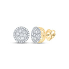 14kt Yellow Gold Men's Round Diamond Cluster Earrings - Exquisite Brilliance - Splendid Jewellery