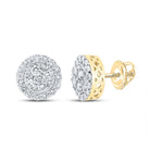 14kt Yellow Gold Men's Round Diamond Cluster Earrings - Stunning Brilliance - Splendid Jewellery