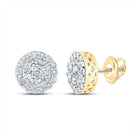 14kt Yellow Gold Men's Round Diamond Cluster Earrings - Stunning Brilliance - Splendid Jewellery