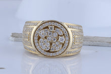 Load image into Gallery viewer, 14kt Yellow Gold Men&#39;s Round Diamond Cluster Statement Ring - 2-1/5 Cttw - Front View