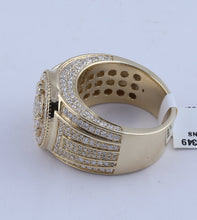 Load image into Gallery viewer, 14kt Yellow Gold Men&#39;s Round Diamond Cluster Statement Ring - 2-1/5 Cttw - Side View