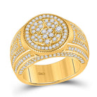 14kt Yellow Gold Men's Round Diamond Cluster Statement Ring - 2 - 1/5 Cttw - Splendid Jewellery