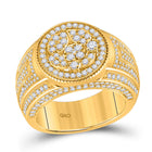14kt Yellow Gold Men's Round Diamond Cluster Statement Ring - 2-1/5 Cttw - Top View