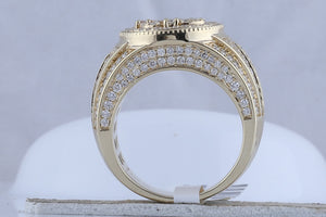 14kt Yellow Gold Men's Round Diamond Cluster Statement Ring - 2 - 1/5 Cttw - Splendid Jewellery