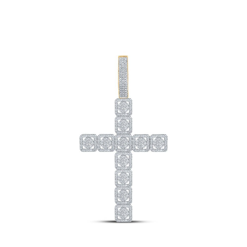 14kt Yellow Gold Men's Round Diamond Cross Charm Pendant - 1 - 1/5 Cttw | Splendid Jewellery - Splendid Jewellery