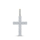 14kt Yellow Gold Men's Round Diamond Cross Charm Pendant - 1 - 1/5 Cttw | Splendid Jewellery - Splendid Jewellery