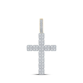 14kt Yellow Gold Men's Round Diamond Cross Charm Pendant - 1 - 1/5 Cttw | Splendid Jewellery - Splendid Jewellery