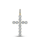 14kt Yellow Gold Men's Round Diamond Cross Charm Pendant - 1/3 Cttw - Splendid Jewellery - Splendid Jewellery