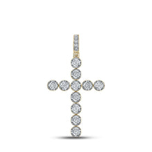 Load image into Gallery viewer, 14kt Yellow Gold Men's Round Diamond Cross Charm Pendant - 1/3 Cttw - Splendid Jewellery - Splendid Jewellery