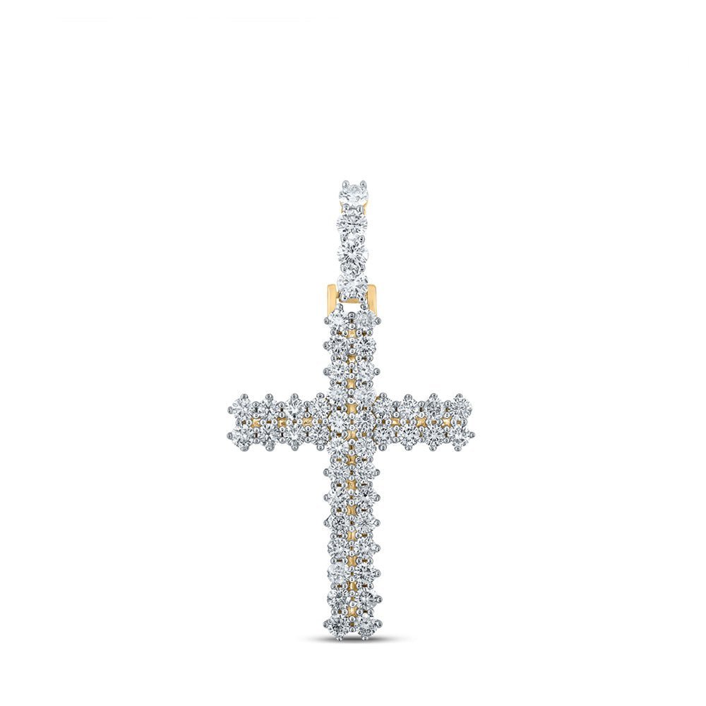 14kt Yellow Gold Men's Round Diamond Cross Charm Pendant - 2 - 1/3 Cttw | Splendid Jewellery - Splendid Jewellery