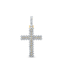 Load image into Gallery viewer, 14kt Yellow Gold Men's Round Diamond Cross Charm Pendant - 2 - 1/3 Cttw | Splendid Jewellery - Splendid Jewellery