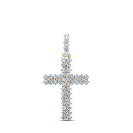 14kt Yellow Gold Men's Round Diamond Cross Charm Pendant - 2 - 1/3 Cttw | Splendid Jewellery - Splendid Jewellery
