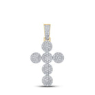 14kt Yellow Gold Men's Round Diamond Cross Charm Pendant - 2 Cttw | Splendid Jewellery - Splendid Jewellery