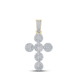 14kt Yellow Gold Men's Round Diamond Cross Charm Pendant - 2 Cttw | Splendid Jewellery - Splendid Jewellery