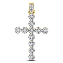 Load image into Gallery viewer, 14kt Yellow Gold Men&#39;s Round Diamond Cross Charm Pendant - 2 Cttw - Top View