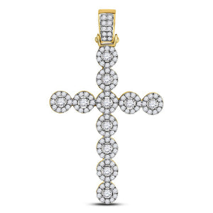 14kt Yellow Gold Men's Round Diamond Cross Charm Pendant - 2 Cttw | Splendid Jewellery - Splendid Jewellery