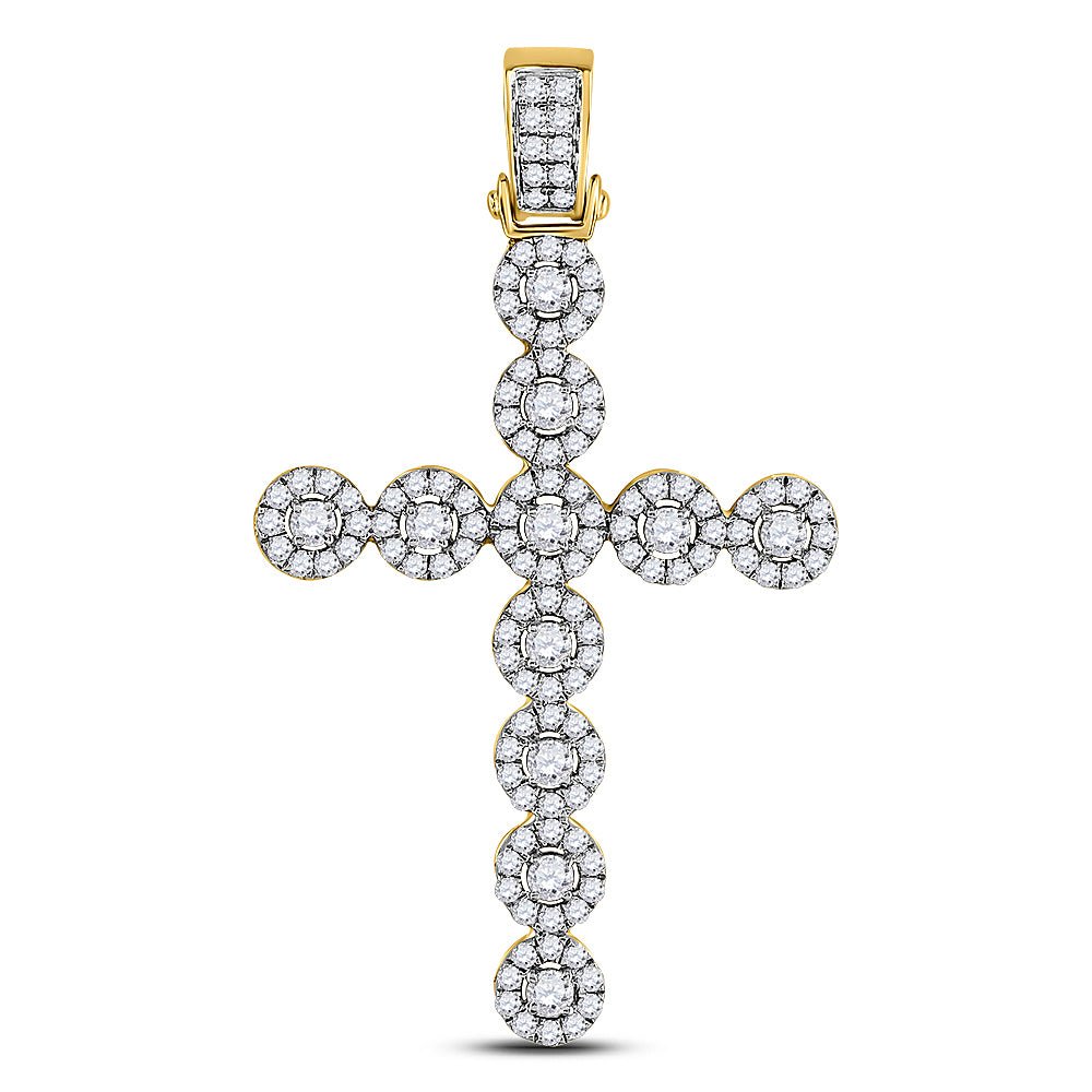 14kt Yellow Gold Men's Round Diamond Cross Charm Pendant - 2 Cttw | Splendid Jewellery - Splendid Jewellery