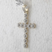 Load image into Gallery viewer, 14kt Yellow Gold Men&#39;s Round Diamond Cross Charm Pendant - 2 Cttw - Side View