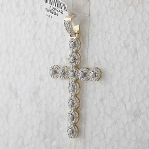 14kt Yellow Gold Men's Round Diamond Cross Charm Pendant - 2 Cttw | Splendid Jewellery - Splendid Jewellery