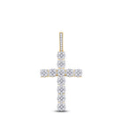 14kt Yellow Gold Men's Round Diamond Cross Charm Pendant - 2 Cttw | Splendid Jewellery - Splendid Jewellery