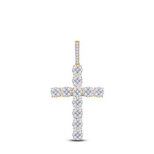 Load image into Gallery viewer, 14kt Yellow Gold Men's Round Diamond Cross Charm Pendant - 2 Cttw | Splendid Jewellery - Splendid Jewellery