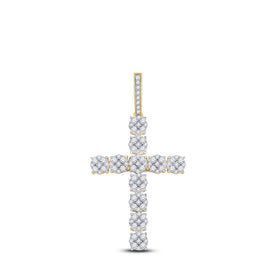 14kt Yellow Gold Men's Round Diamond Cross Charm Pendant - 2 Cttw | Splendid Jewellery - Splendid Jewellery