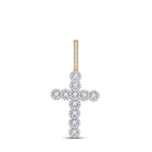14kt Yellow Gold Men's Round Diamond Cross Charm Pendant - 3/4 Cttw | Splendid Jewellery - Splendid Jewellery