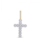14kt Yellow Gold Men's Round Diamond Cross Charm Pendant - 3/4 Cttw | Splendid Jewellery - Splendid Jewellery