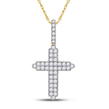 Load image into Gallery viewer, 14kt Yellow Gold Men's Round Diamond Cross Charm Pendant - 3/4 Cttw | Splendid Jewellery - Splendid Jewellery