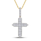 14kt Yellow Gold Men's Round Diamond Cross Charm Pendant - 3/4 Cttw | Splendid Jewellery - Splendid Jewellery